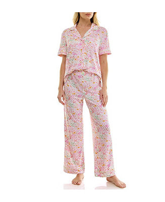 Women's Short-Sleeve Shirt and Pants, 2-Piece Pajama Set | Macy's
