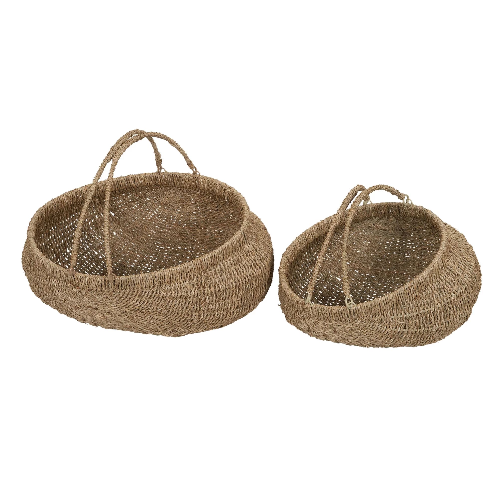 Household Essentials Flower Basket 2pc Set in Natural Seagrass | Walmart (US)