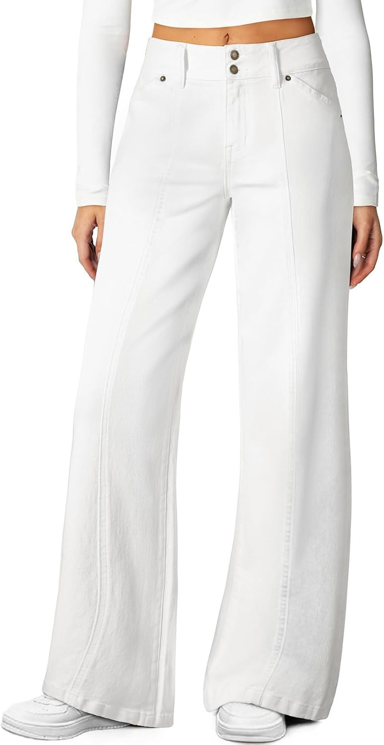 Sidefeel Women's High Waisted Wide Leg Stretchy Jeans | Amazon (US)