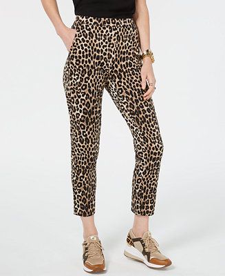 Petite Leopard Print Pull-On Pants | Macy's
