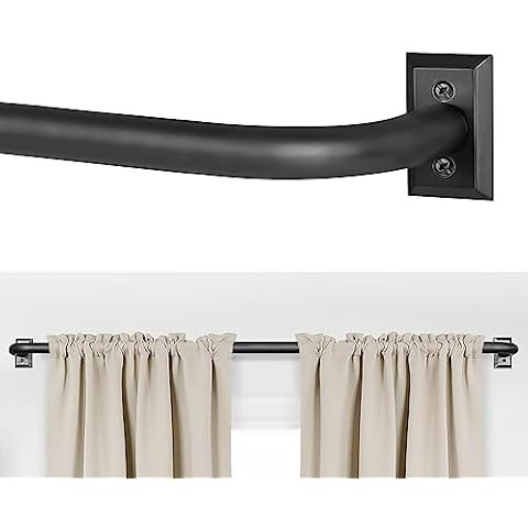 Black Wrap Around Curtain Rods,Black Curtain Rods for windows 48 to 84 inch(4-7Ft),Adjustable Bla... | Amazon (US)