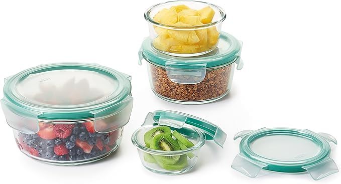 OXO Good Grips 8 Piece Smart Seal Airtight Glass Round Container Set | Amazon (US)