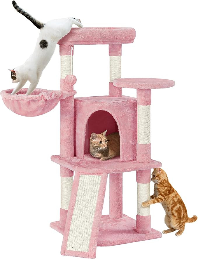 Yaheetech 42in Cat Tree, Cat Tower w/ Sisal Posts and Scratching Post, Cat Condo w/ Soft Plush Pe... | Amazon (US)