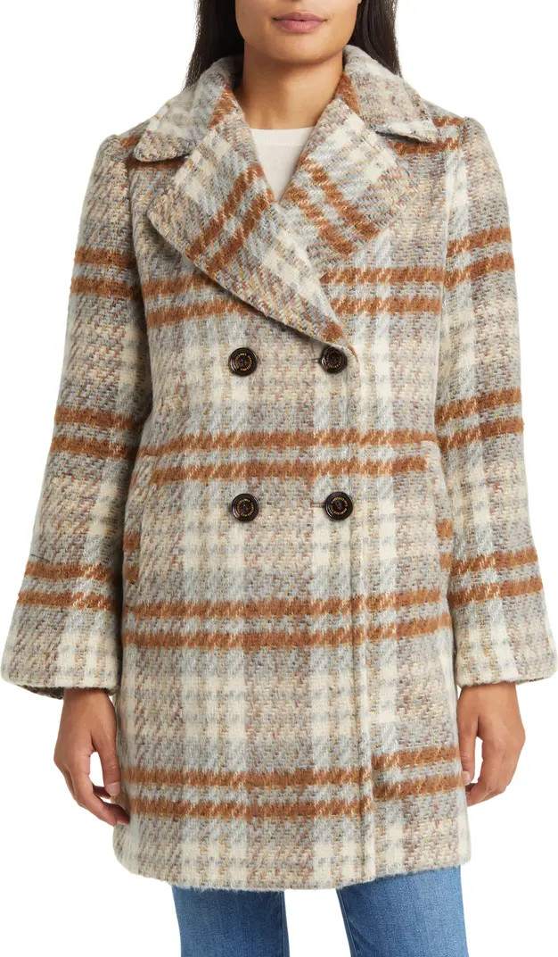 Sam Edelman Plaid Double Breasted Coat | Nordstrom | Nordstrom