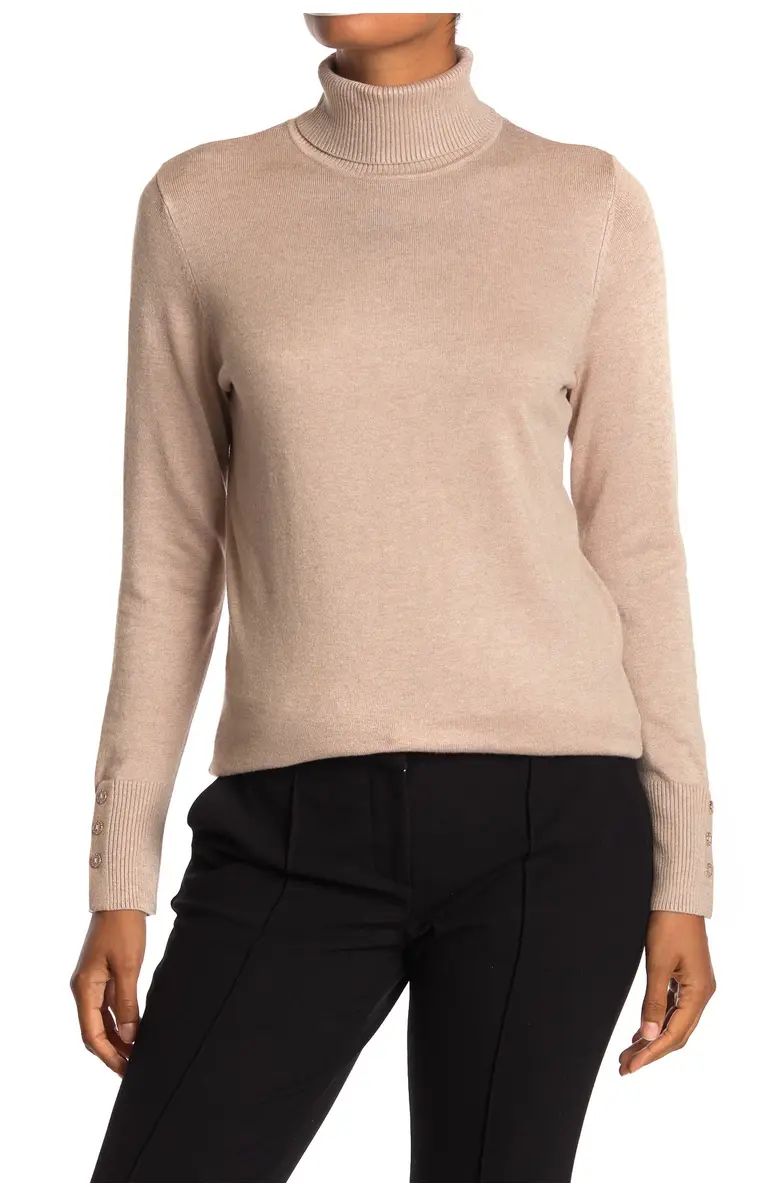 Joseph A Turtleneck Button Sleeve Pullover Sweater | Nordstromrack | Nordstrom Rack