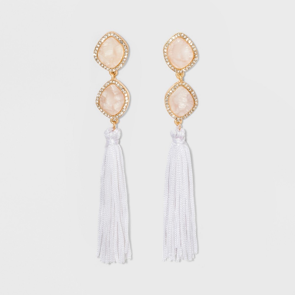 Sugarfix by BaubleBar Resin Tassel Drop Earrings - White, Girl's | Target