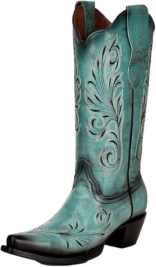 Circle G Western Boots Womens Embroidery Leather Turquoise L2076 | Amazon (US)