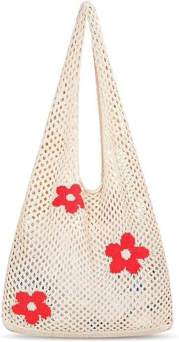 Crochet Tote Bag, Beach Mesh Knitted Bag Women Summer Large Aesthetic Shoulder Bag Handbags Hollo... | Amazon (CA)