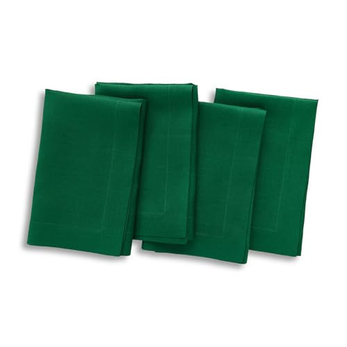Solino Home Linen Napkins Set of 4-100% Pure Linen Christmas Green Dinner Napkins Cloth 20 x 20 Inch - Fete, Handcrafted and Machine Washable | Amazon (US)