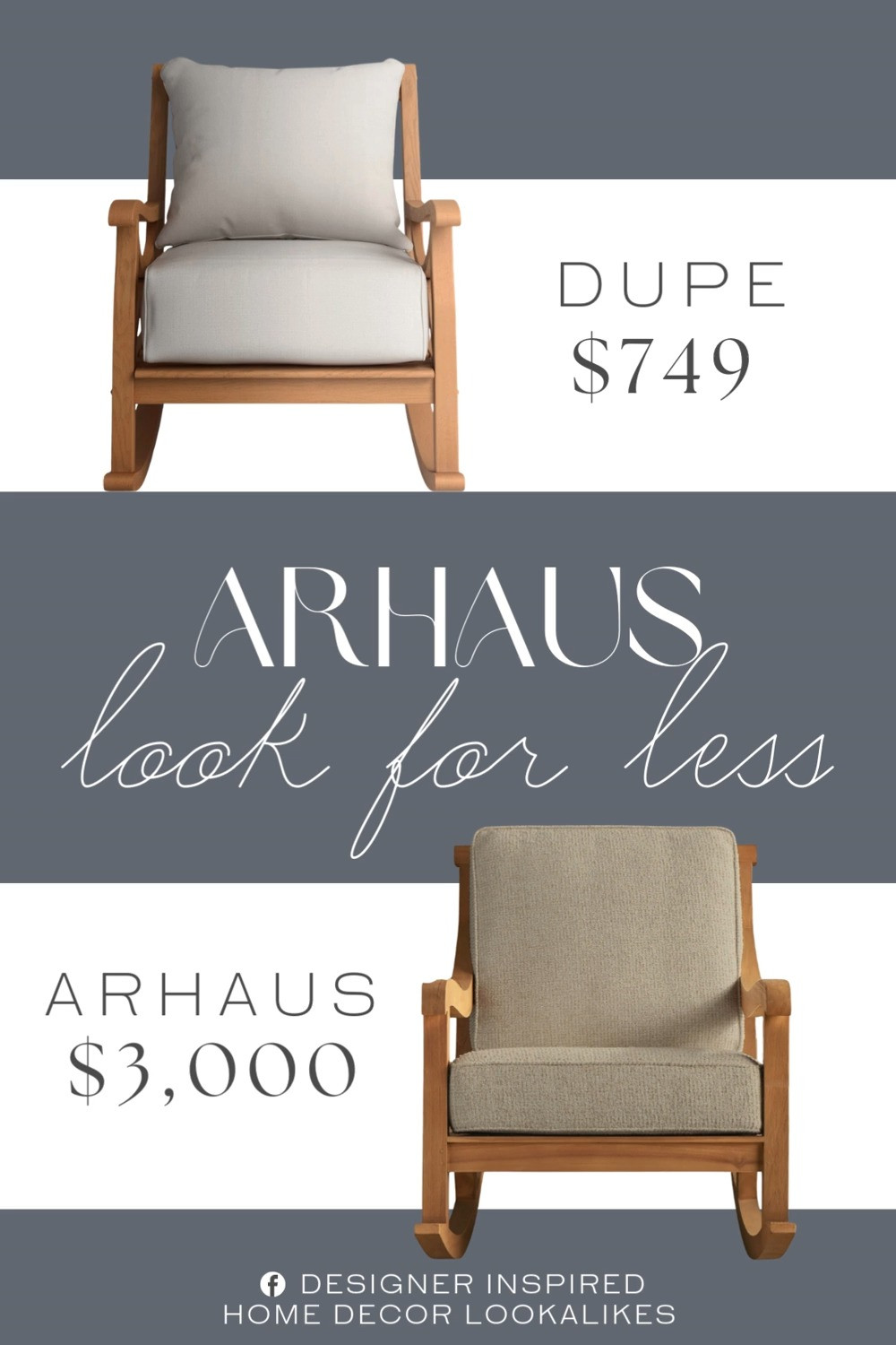 Inspired by Arhaus Outdoor Rocking Chair. Modern Outdoor Rocking Chair. Contemporary Patio Rocking Chair. Classic Outdoor Seating. Stylish Porch Rocker. Teak Wood Rocking Chair. Cushioned Outdoor Rocker. Outdoor Lounge Chair. 

Home more affordable option find copy cat similar look for less budget friendly affordable cheap cheaper beautiful pretty. Clearance sale coupon code discount code promo code luxury lookalike look a like Inspo inspiration inspired by idea ideas Love like these? I share multiple every day in my FB group.
#arhausinspired #outdoorchair #rockingchair #outdoorfurniture #outdoorseating #furniturefinds #outdoorinspo #outdoorliving  

 #LTKHome