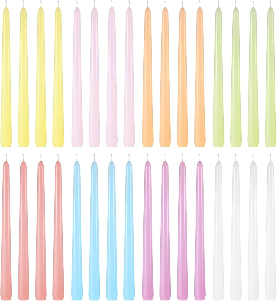 MTLEE 16 Pcs Long Taper Candlestick Bulk 10 Inch Colorful Tapered Candle Smokeless Unscented Cand... | Amazon (US)