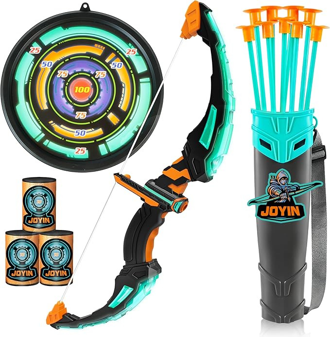 JOYIN Kids Bow and Arrow Set, LED Light Up Archery Toy Set with 9 Suction Cup Arrows, Target & Ar... | Amazon (US)