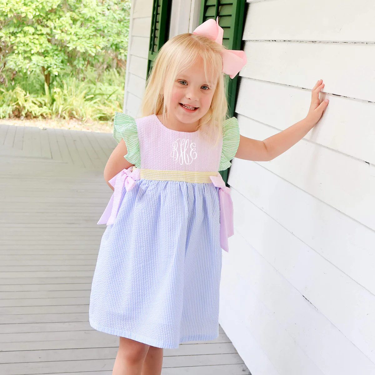 Multi Stripe Seersucker Avery Dress | Classic Whimsy