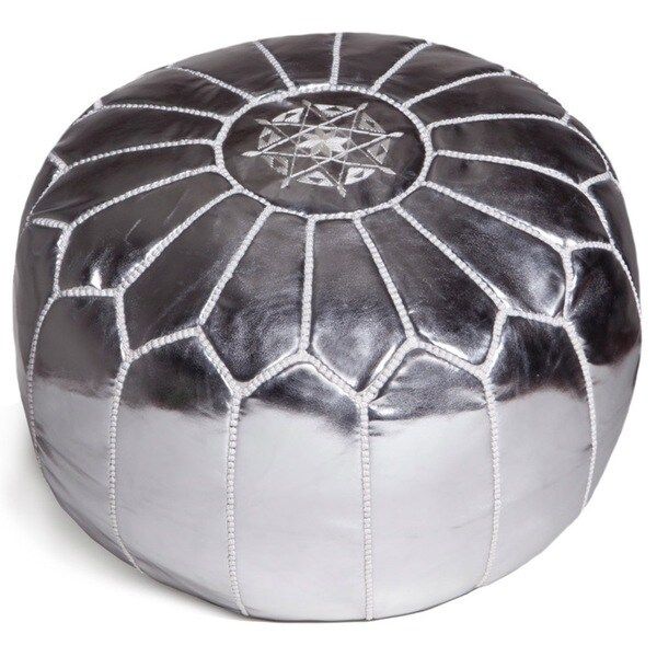 Handcrafted Moroccan Faux Leather Pouf Ottoman (Morocco) | Bed Bath & Beyond