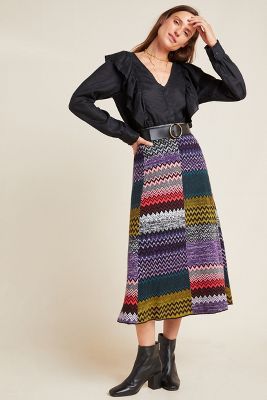 Patchwork Knit Midi Skirt | Anthropologie (US)