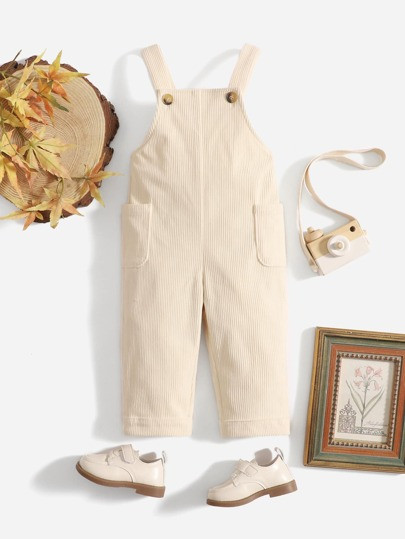 SHEIN Baby Patched Pocket Overall Corduroy Jumpsuit | SHEIN