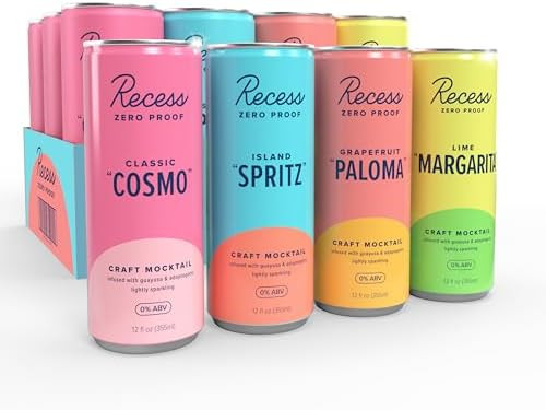Recess Zero Proof Craft Mocktails, Alcohol Free Drinks, With Adaptogens, Non-Alcoholic Beverage R... | Amazon (US)