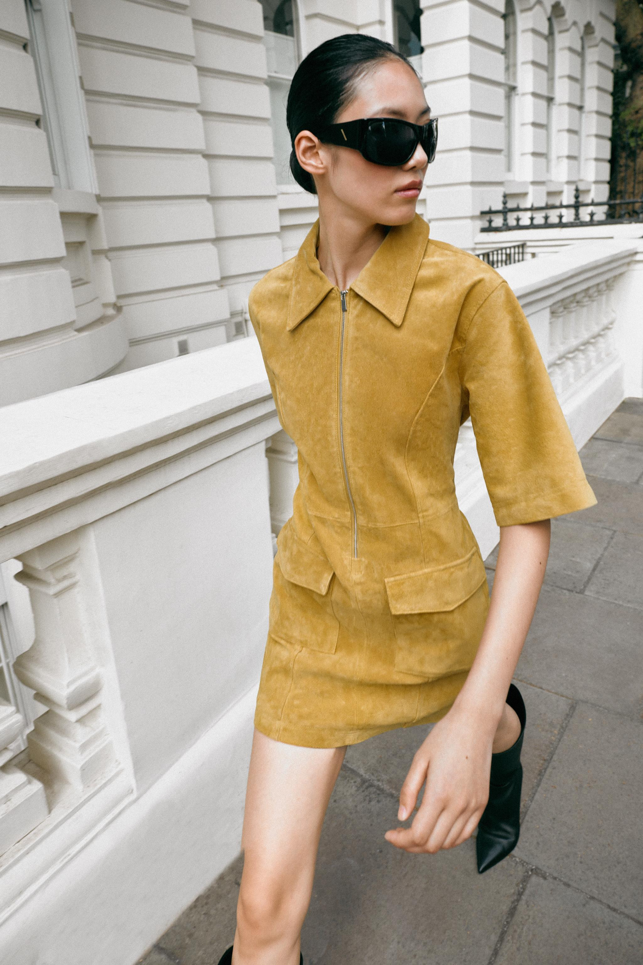 100% LEATHER ZIP MINI DRESS | Zara UK
