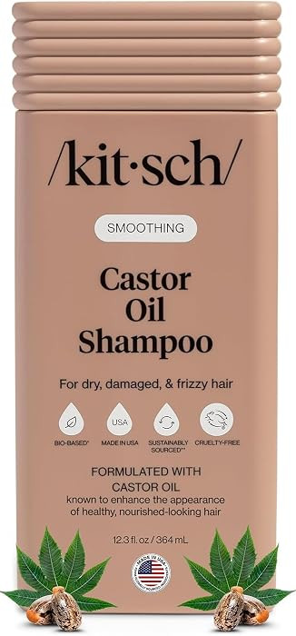 Kitsch Smoothing Castor Oil Shampoo for Women & Men \u2013 Made in USA \u2013 12.3 oz | Amazon (US)