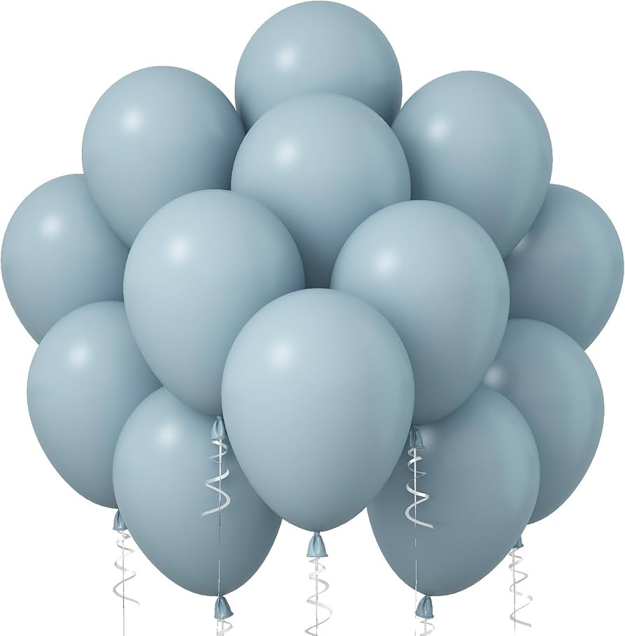 Blue Balloons, 12 Inch 30 Pcs Pale Aqua Blue Balloon Muted Dusty Blue Latex Balloons Matte Retro ... | Amazon (US)