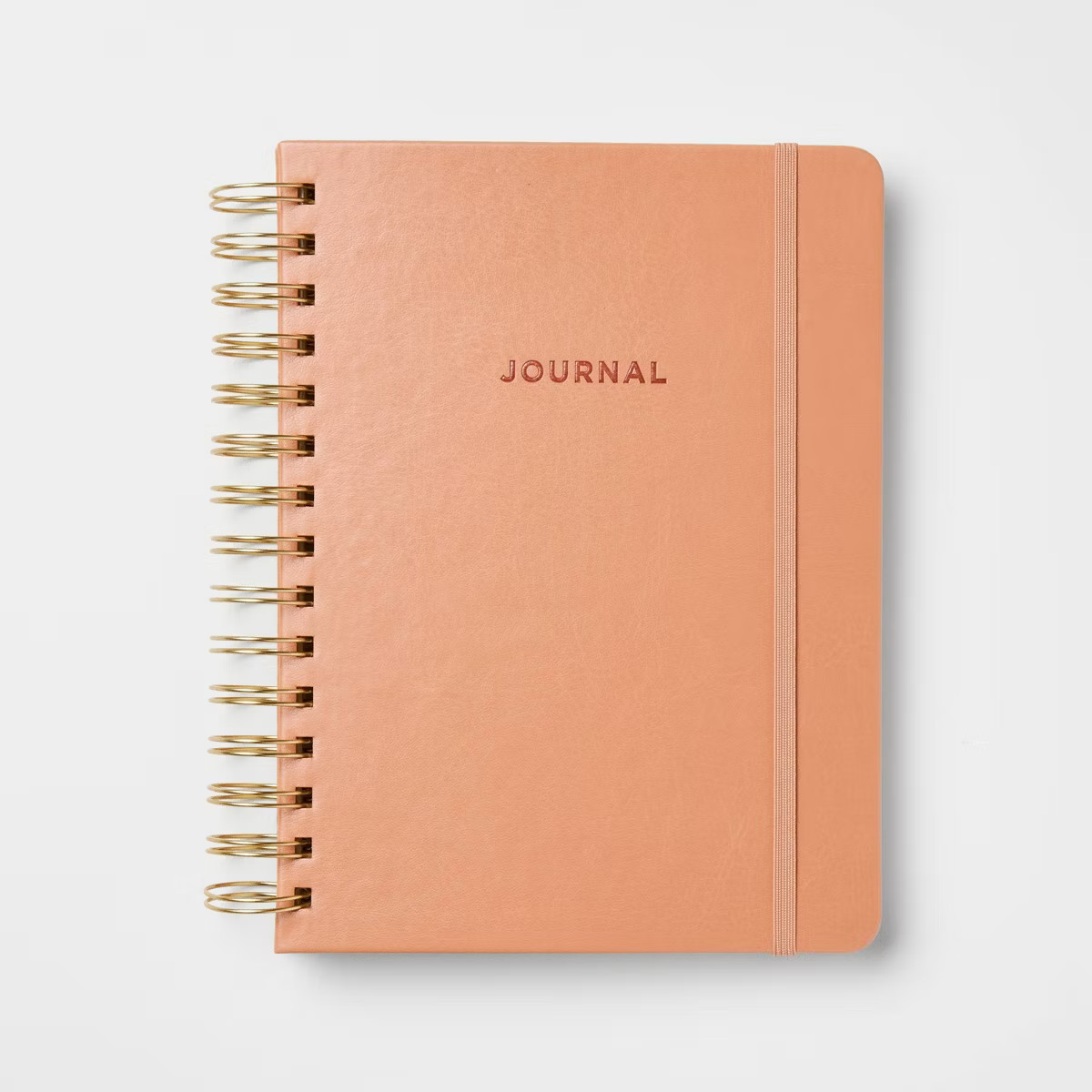 240pg College Ruled Journal 8"x6.5" Embossed Brown Faux Leather - Threshold™ | Target