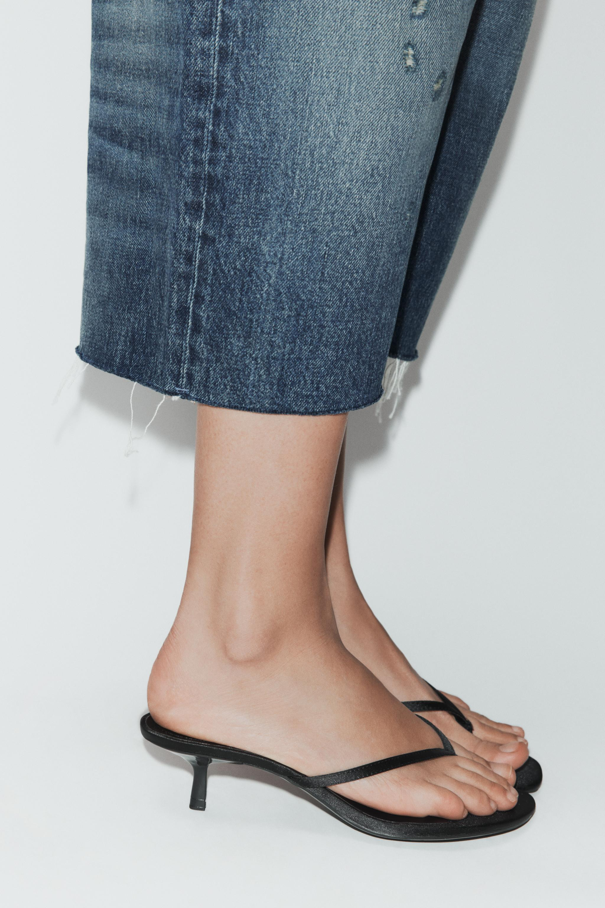 SATIN KITTEN HEEL SANDALS | Zara UK