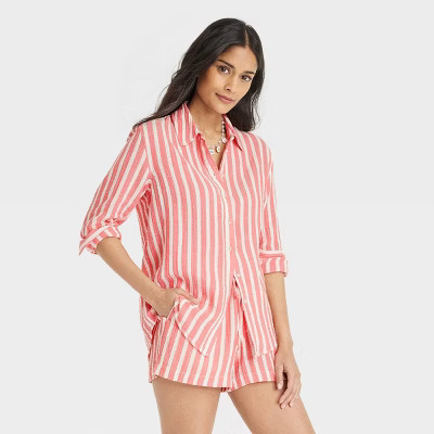 Women's Gauze Long Sleeve Collared Button-Down Shirt - Universal Thread™ | Target