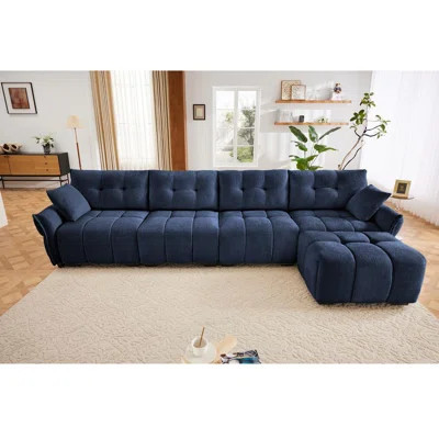Chenille Upholstered 4-Seater Sofa with Ottoman and High - Resilience Cushions | Wayfair North America
