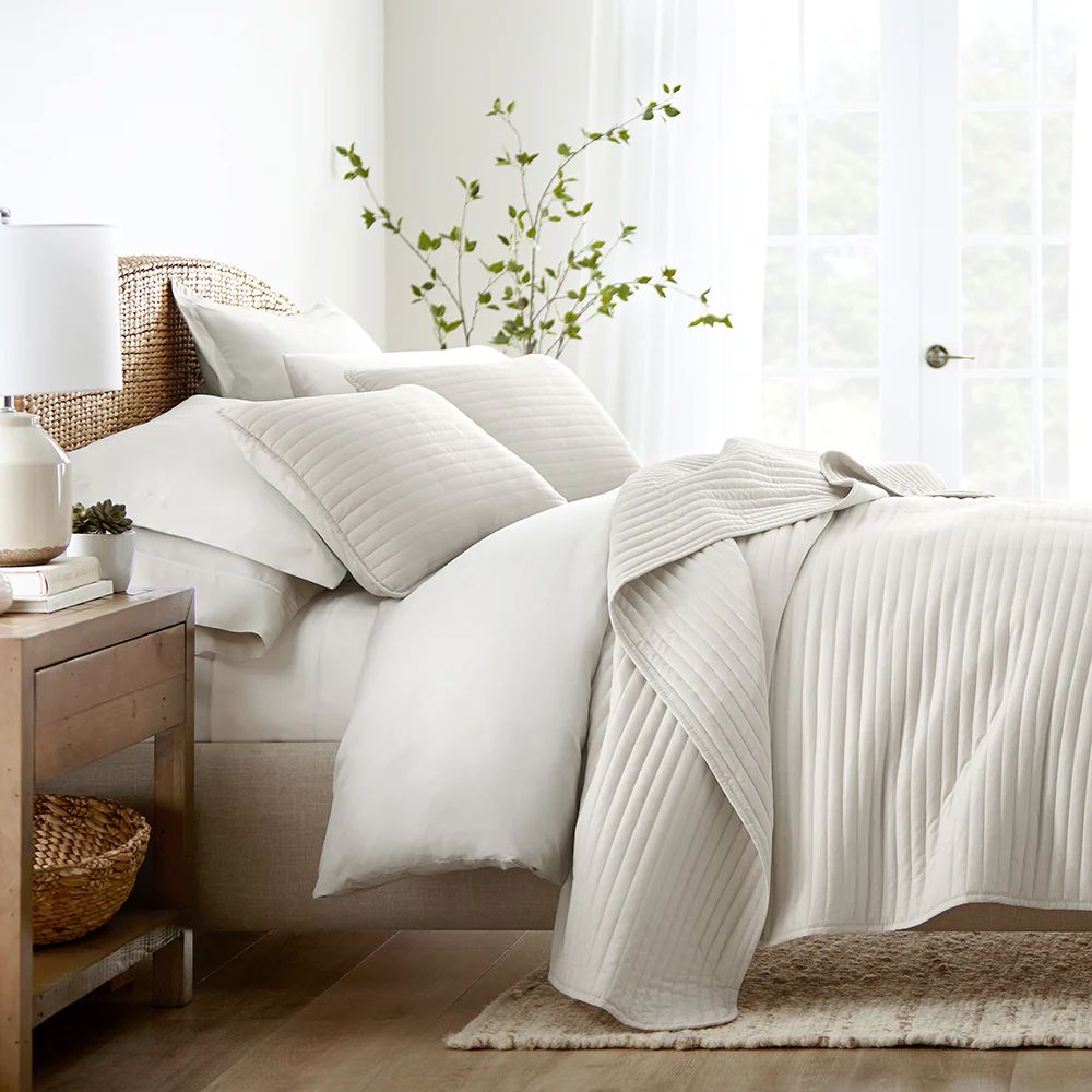Buy 3-Piece Stripe Stitch Quilted Coverlet Set | LINENS & HUTCH | Linens and Hutch