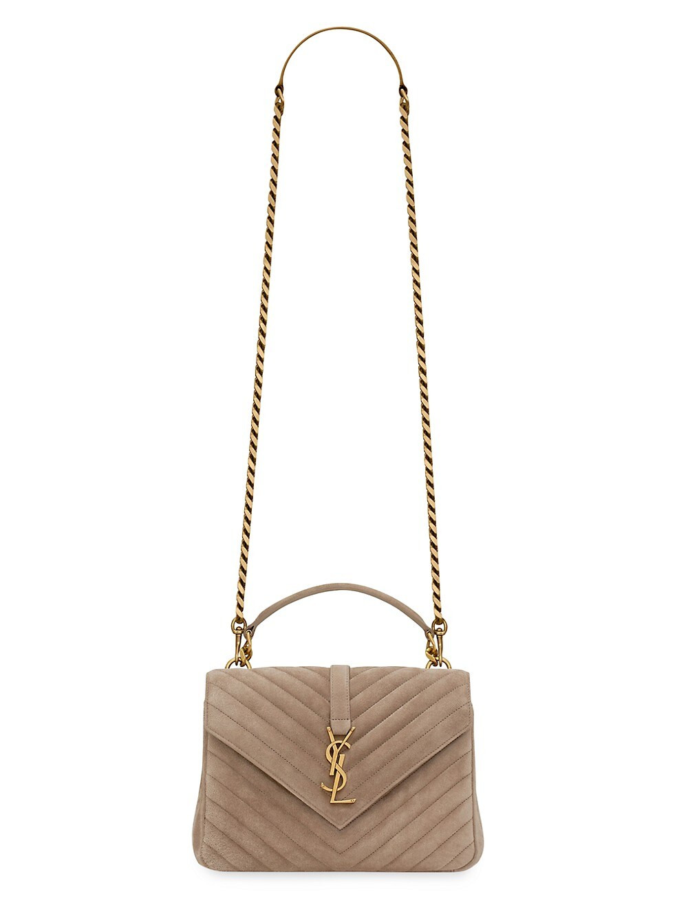 College Medium Chain Bag in Quilted Suede | Saks Fifth Avenue