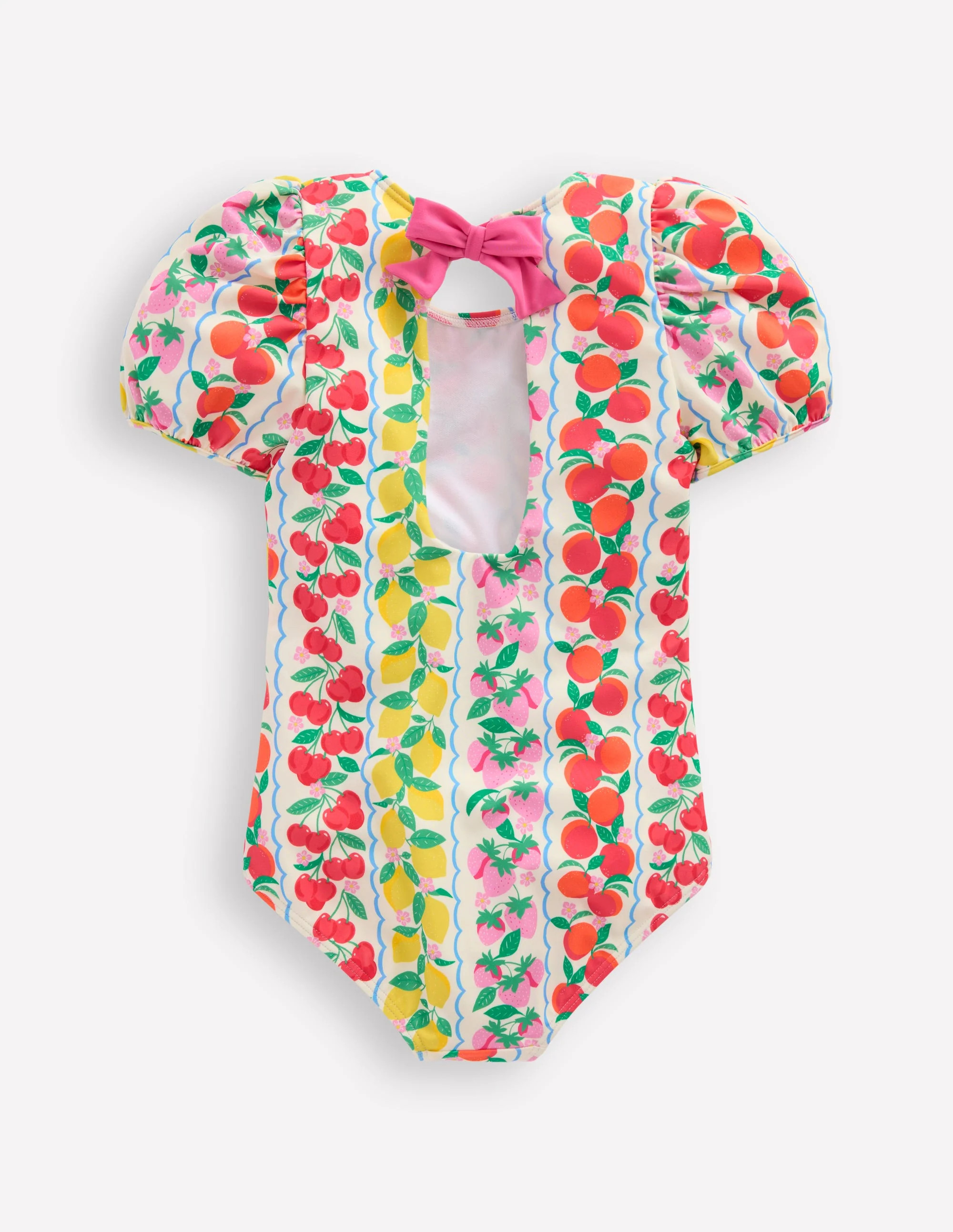 Sandy Puff Sleeve Swimsuit-Rainbow Fruit Stripe | Boden (US)