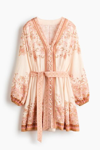 H & M - Loose-fit tie-belt dress - Beige | H&M (US + CA)