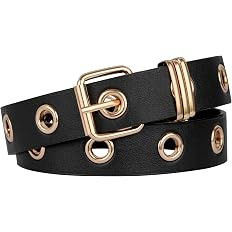 FIORETTO Grommet Leather Belt with Detachable Chain Women Men Punk Rock Waist Belts for Jeans Pan... | Amazon (US)
