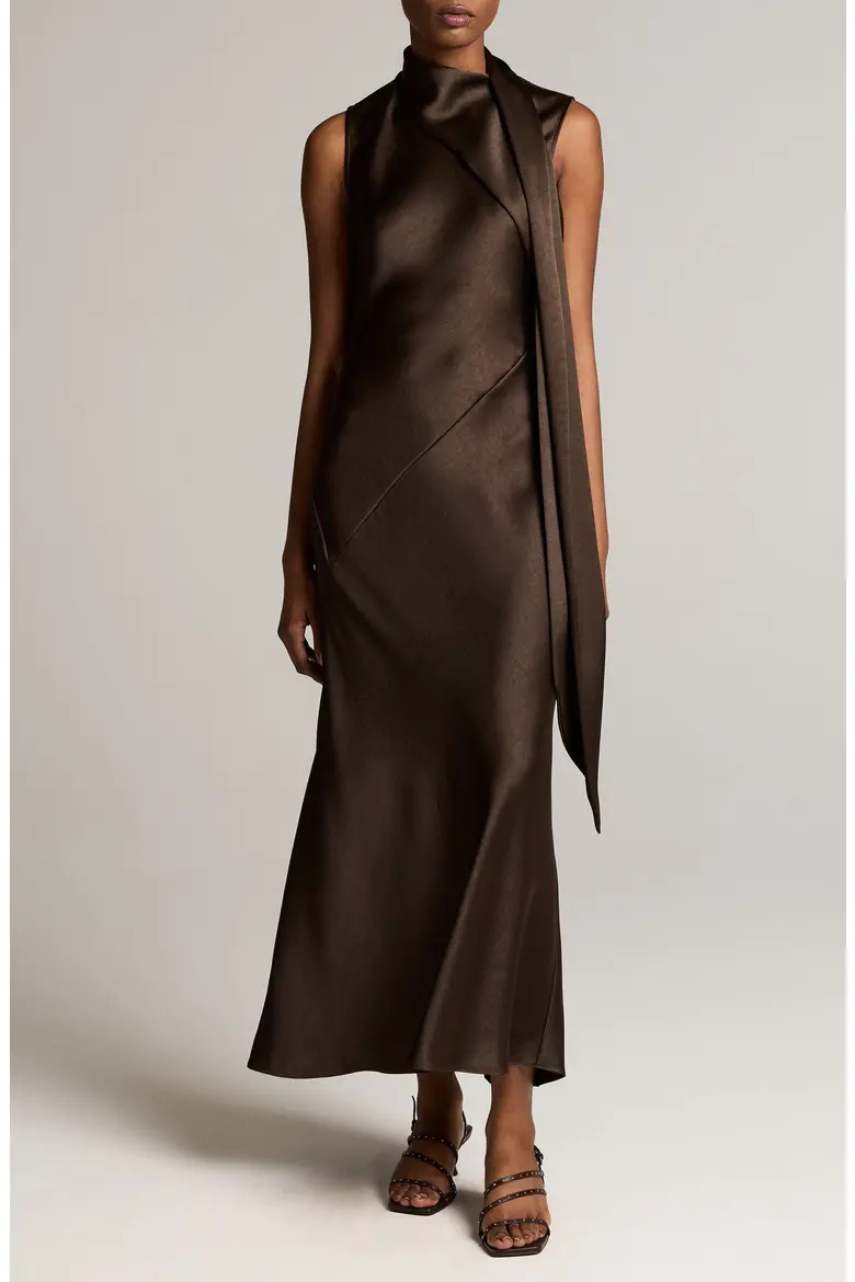 Vince Draped Scarf Tie Sleeveless Dress in Cypress at Nordstrom, Size 8 | Nordstrom