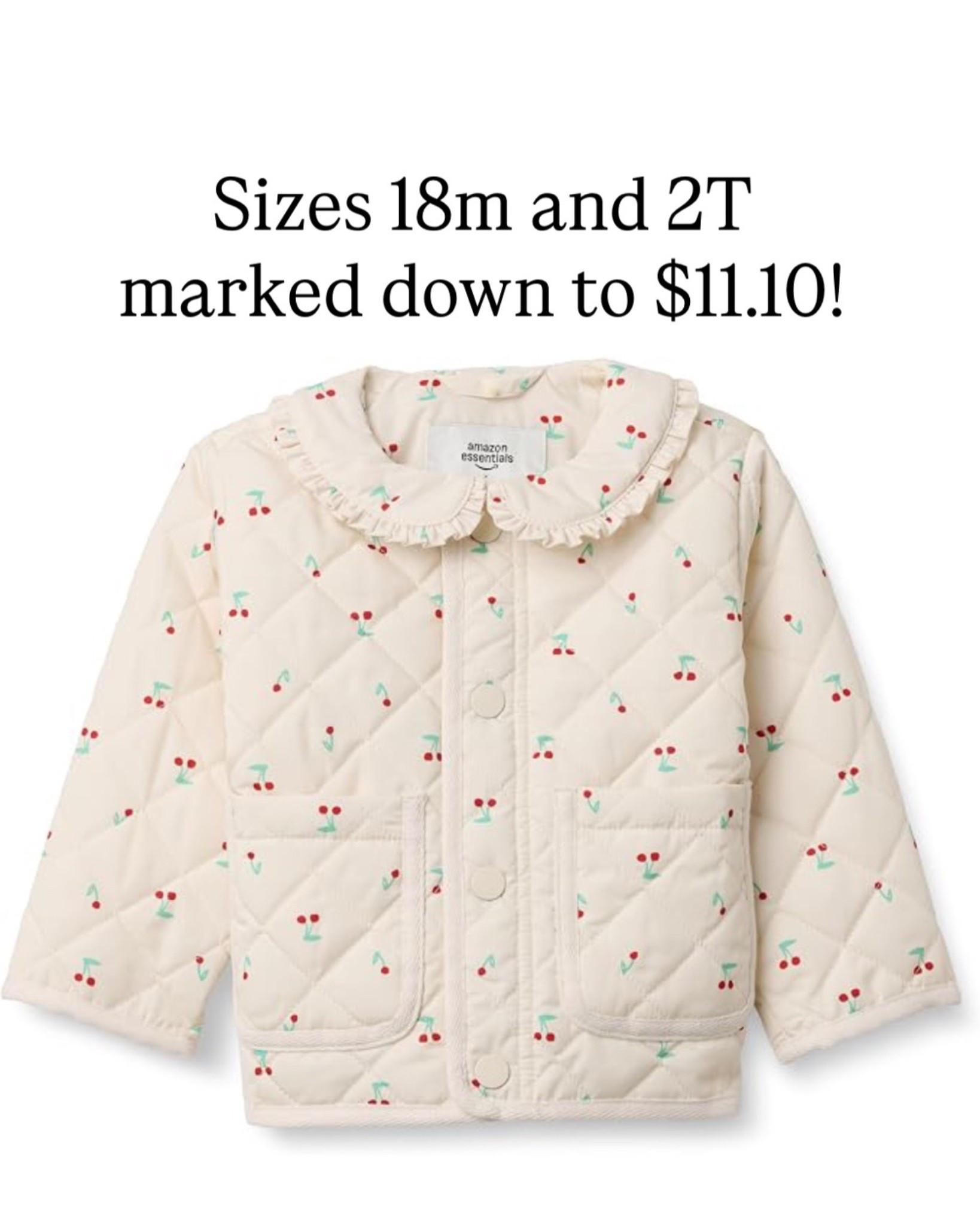 Girl moms! If your little one is in a size 18m or 2T (note there is a size 24 months in between)  this jacket is only $11.10!
Not sure why it would be only in those 2 sizes, but I just grabbed one!