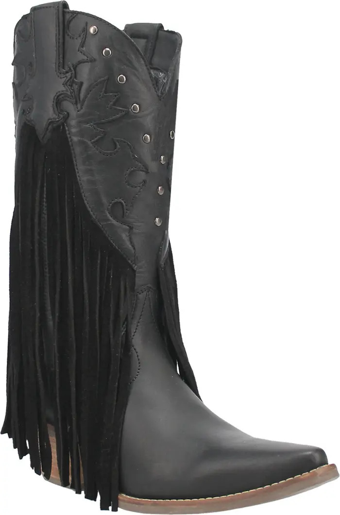 Dingo Hoedown Fringe Western Boot (Women) | Black Boots Outfit Black Fringe Boots 2024 | Nordstrom