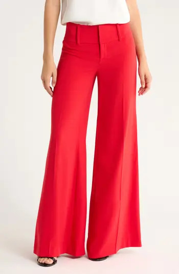 Alice + Olivia Olivia Low Rise Wide Flare Leg Pants in Bright Ruby at Nordstrom Rack, Size 8 | Nordstrom Rack