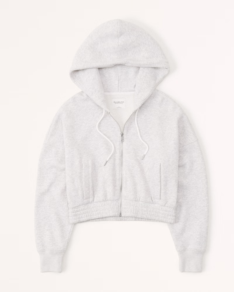 Women's Essential Cinched Hooded Full-Zip | Women's Tops | Abercrombie.com | Abercrombie & Fitch (US)