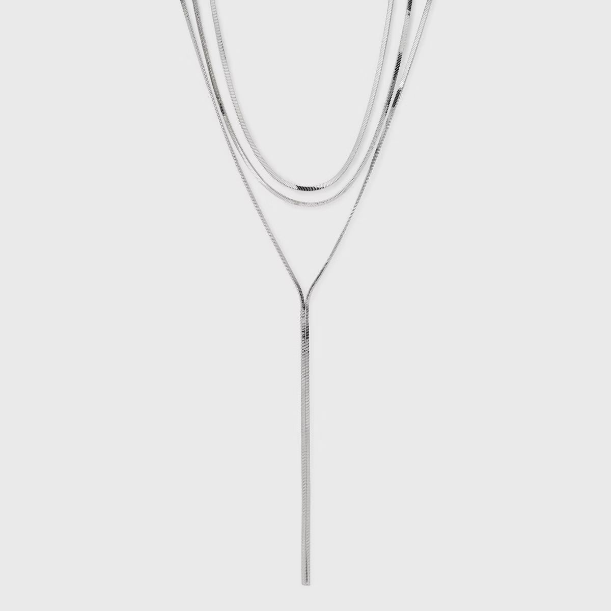 Herringbone Y Drop Layered Necklace - Universal Thread™ Silver | Target