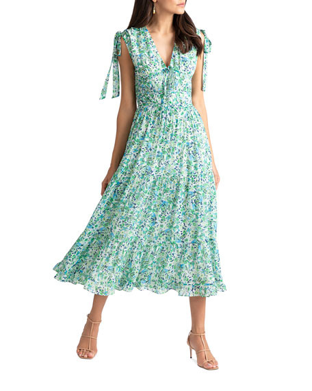 Helena Misty Floral Midi Dress | Neiman Marcus