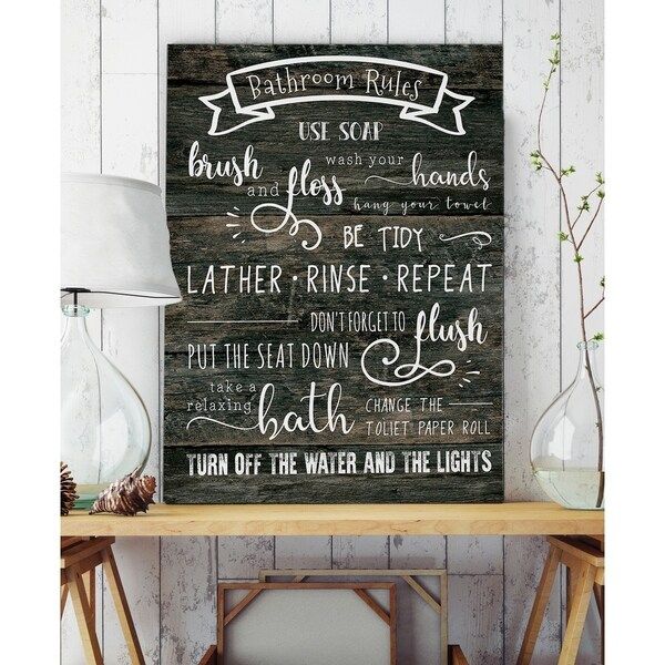 Bathroom Rules - Premium Gallery Wrapped Canvas | Bed Bath & Beyond