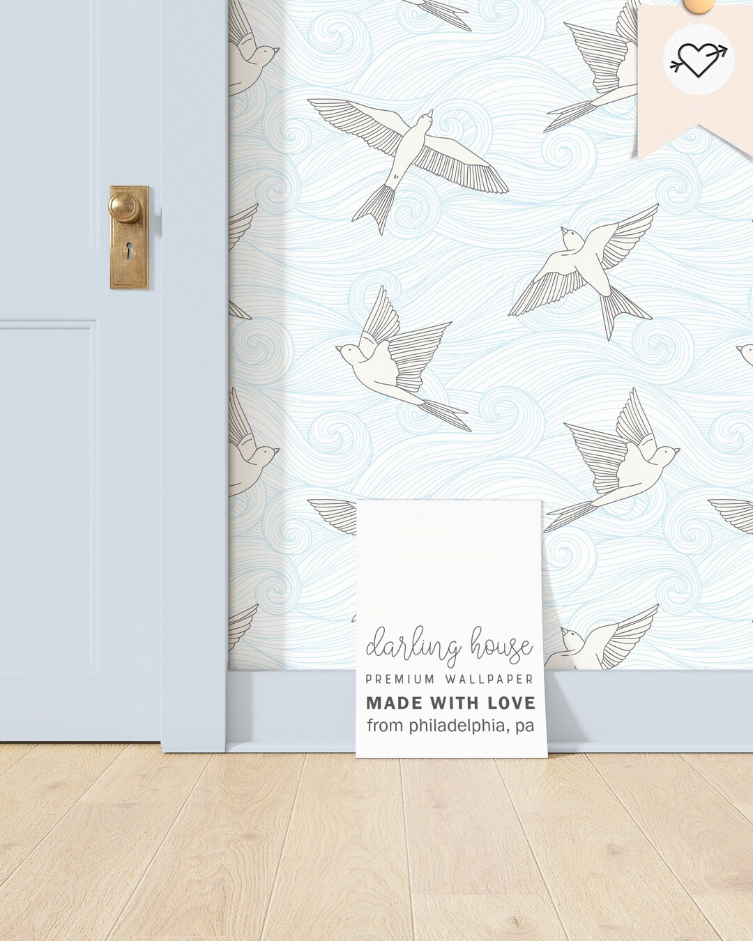 Flying Dove Bird Wallpaper Premium Removable Peel Stick Blue Sky Cloud Mural Whimsical Boho Bedro... | Etsy (US)