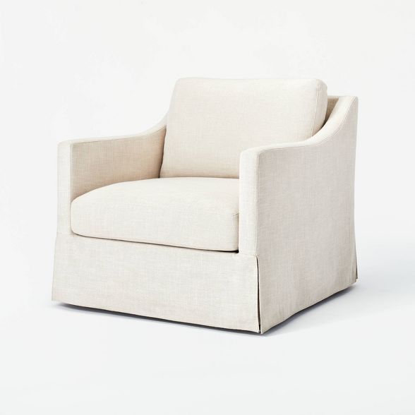 Vivian Park Upholstered Swivel Chair Cream - Threshold™ designed with Studio McGee | Target