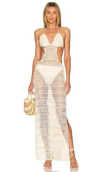 Sand Cutout Dress in Natural | Revolve Clothing (Global)