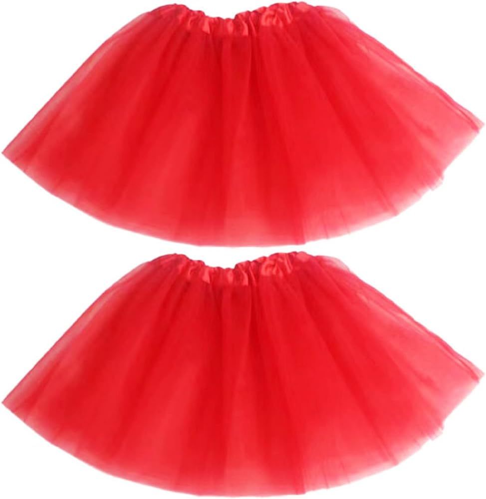 2 Pack Girl Tutus Classic Elastic 3 or 4 Layered Tulle Skirt Tutu for Toddler Girl,2-8Years | Amazon (US)