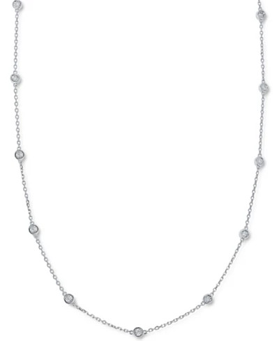 Diamond Bezel Necklace (1/10 ct. t.w.) in Sterling Silver, 14k Gold-Plated Sterling Silver or 14k... | Macy's