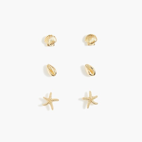 Seashell stud earrings set-of-three | J.Crew Factory