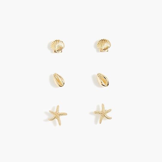 Seashell stud earrings set-of-three | J.Crew Factory