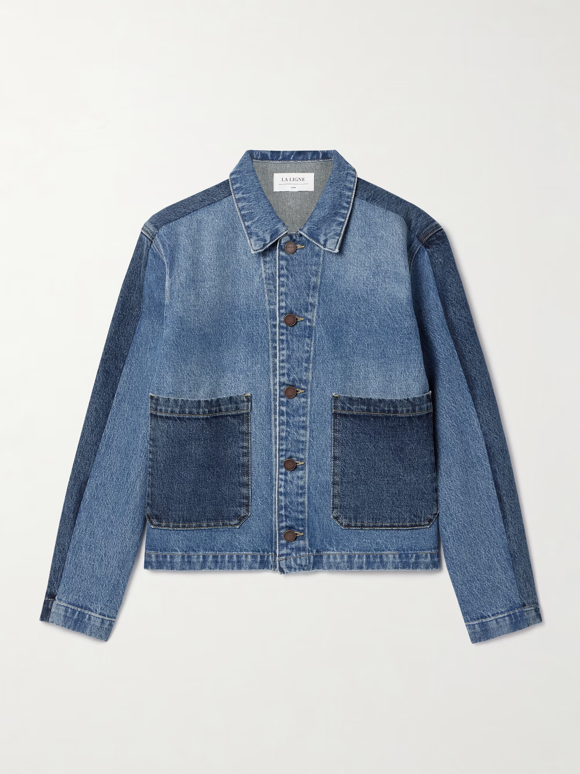 Val cropped paneled two-tone denim jacket | NET-A-PORTER (US)