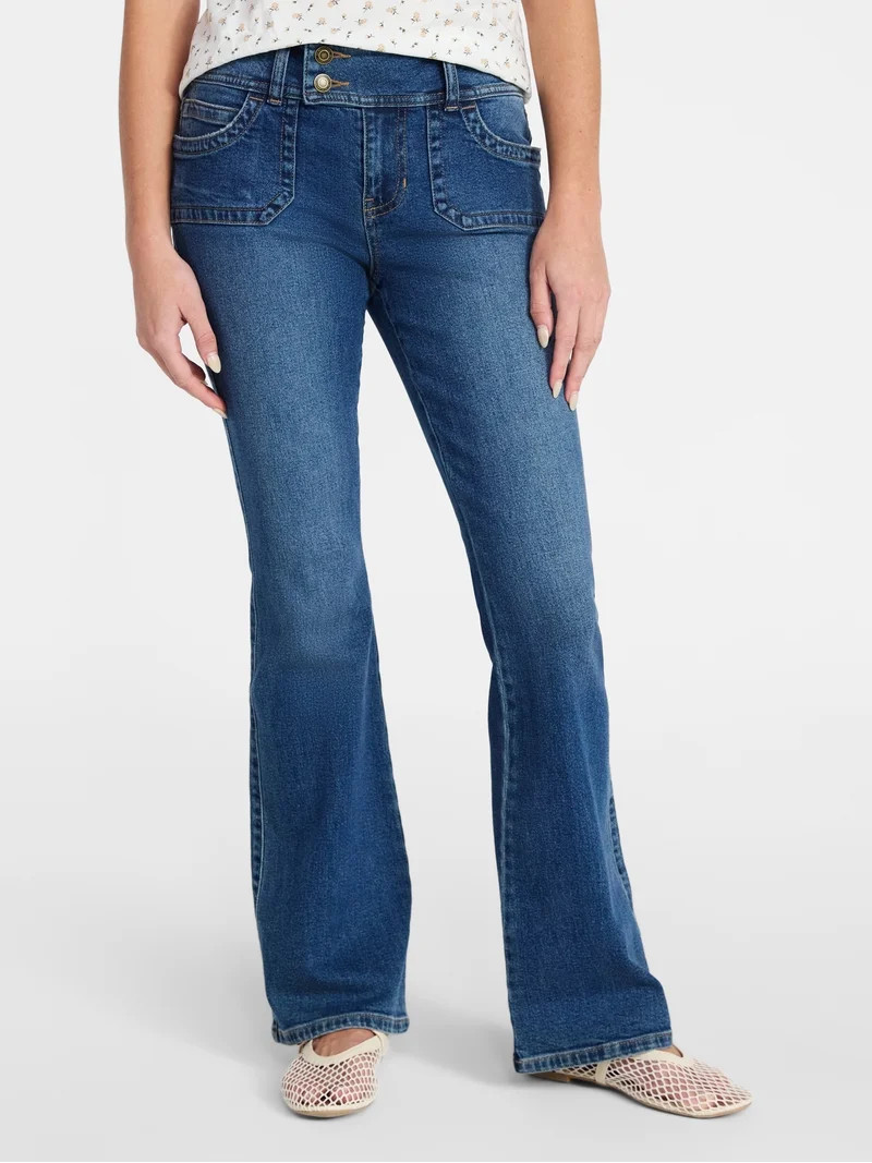 No Boundaries Extend Tab Bootcut Jeans with Porkchop Pockets, 32'' Inseam, Women’s 00-18 | Walmart (US)
